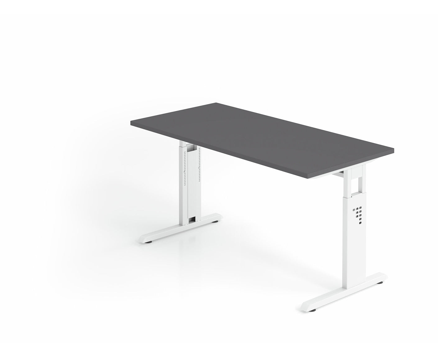 Mini-Office Schreibtisch O-Serie | 67 cm tief | inkl. Kabelwanne | C-Fuß | höheneinstellbar