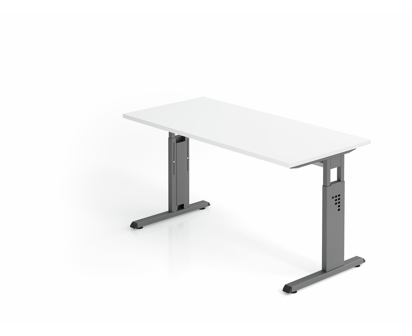 Mini-Office Schreibtisch O-Serie | 67 cm tief | inkl. Kabelwanne | C-Fuß | höheneinstellbar