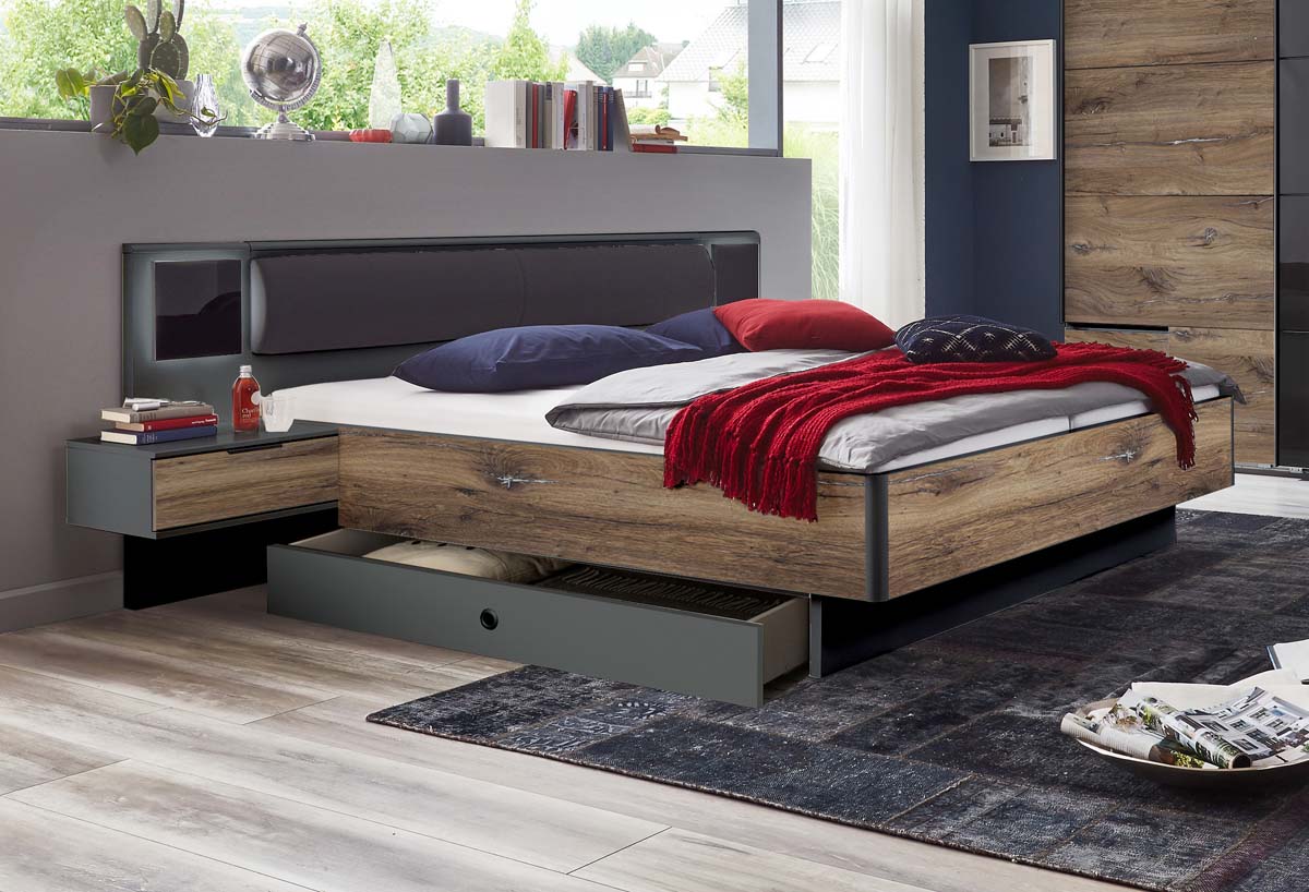 Valencia Futonbett 160/180x200 cm Flagstaffeiche / Graphit