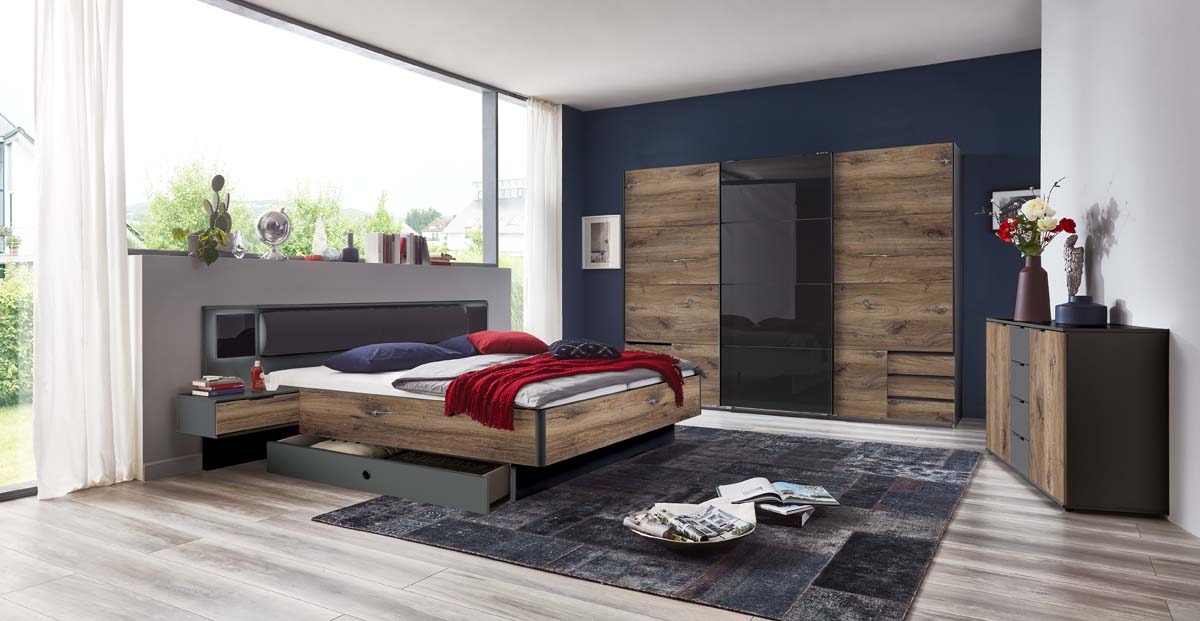 Valencia Futonbett 160/180x200 cm Flagstaffeiche / Graphit