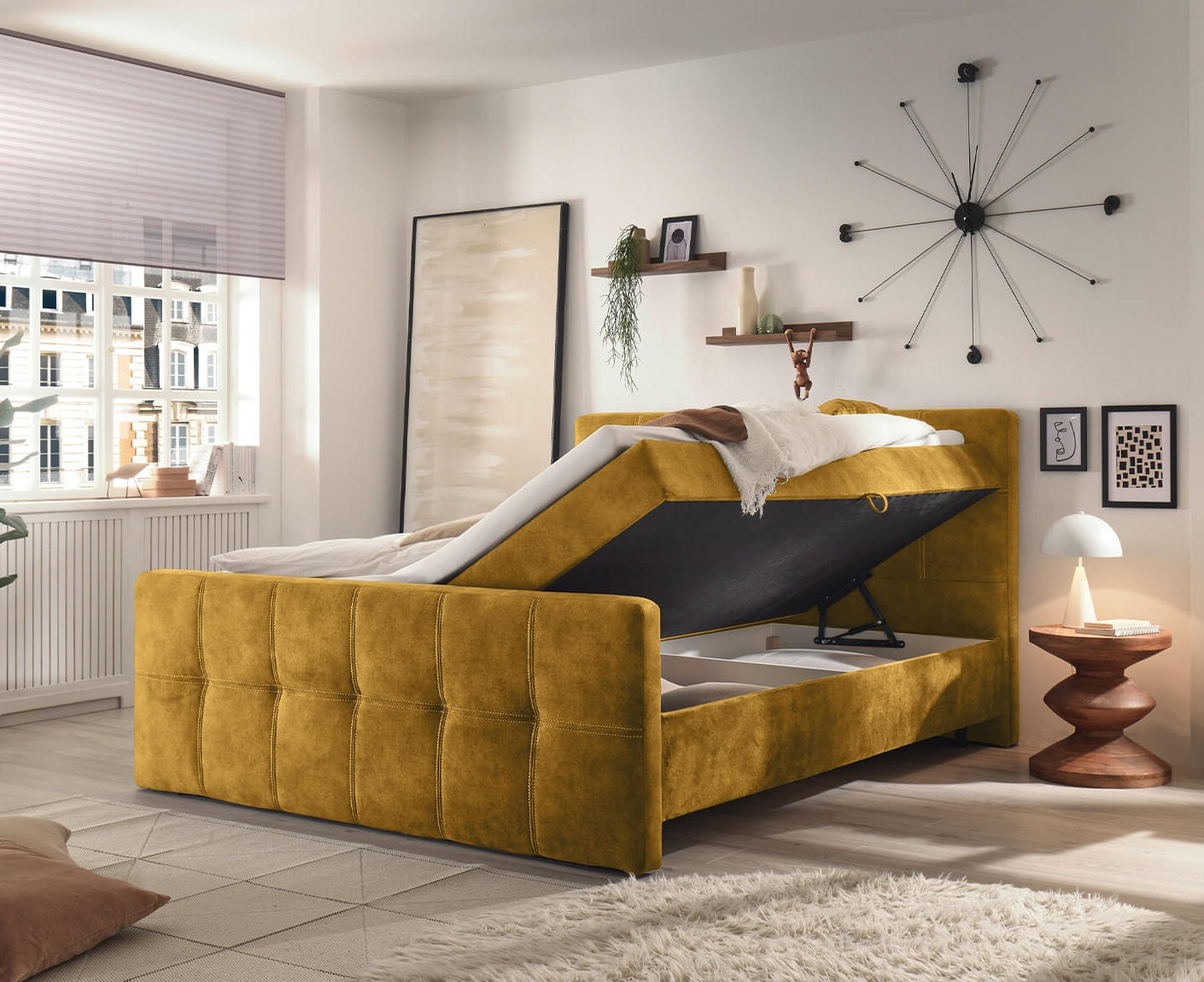 Valetta Boxbett / Polsterbett Doppelbett mit Bettkasten, Farbe und Größe wählbar