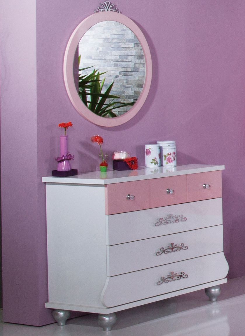 ANASTASIA PINK Spiegel Kinderspiegel Pink / Weiß
