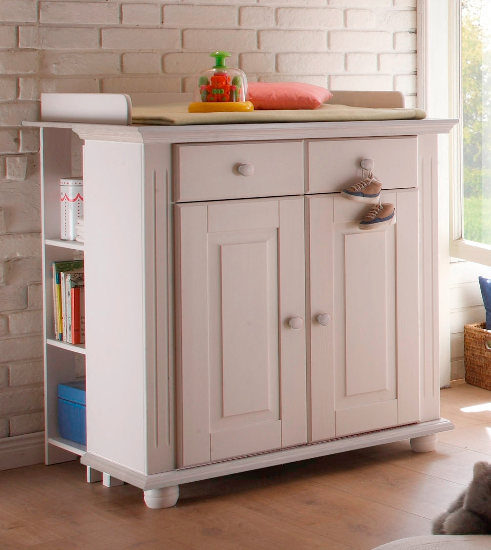 Laura Wickelkommode Wickeltisch Babyzimmer Wickelschrank Kiefer Weiß