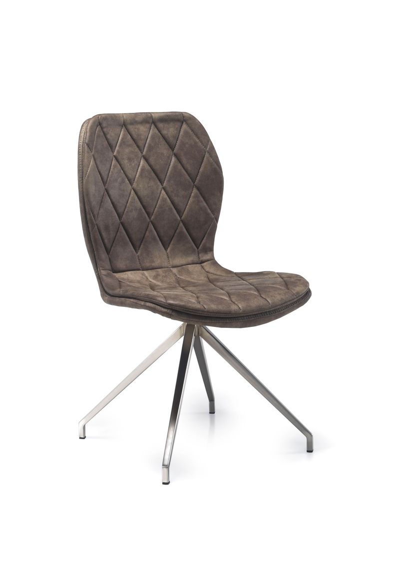 21745 Stuhl gespolstert, Gestell Nickel gebürstet, 2er Set Taupe