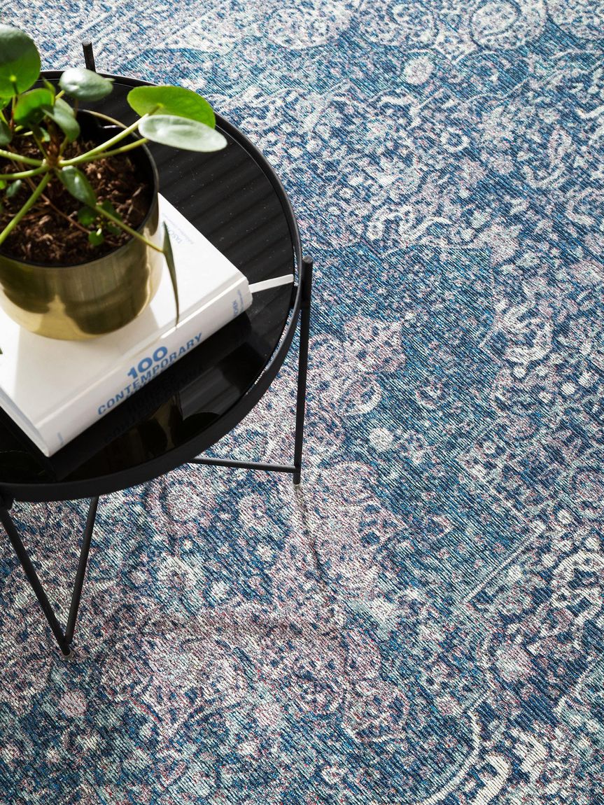 Flachgewebeteppich Aura Blau
