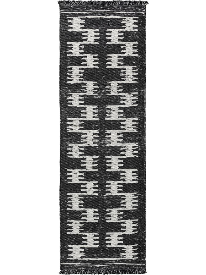 Teppich Läufer aus recyceltem Material Vigo 80x240 cm Beige / Schwarz