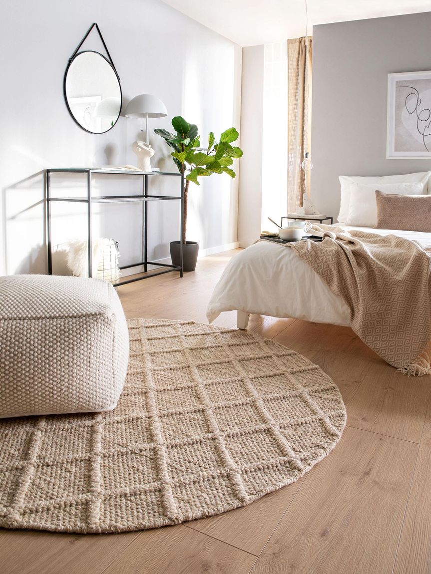 Wollteppich rund Jake Ø 160 cm rund Beige