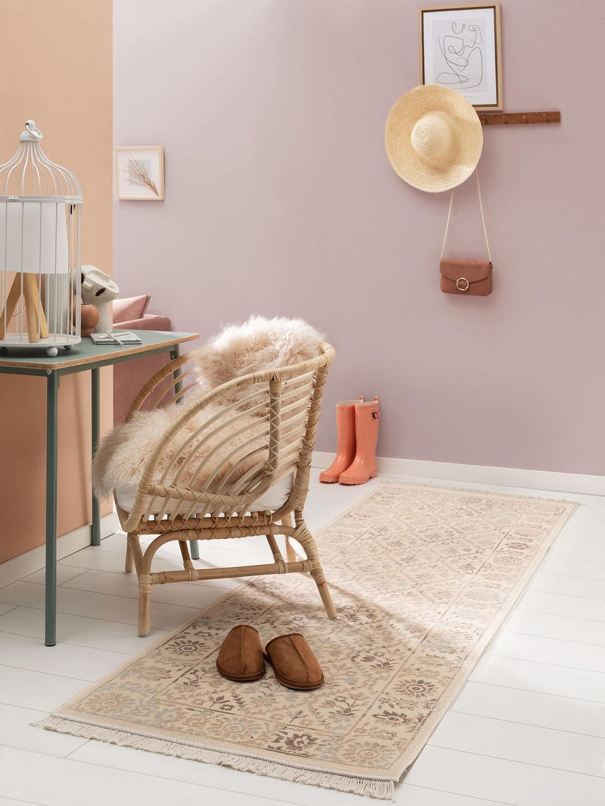 Läufer Folk 80x250 cm Beige / Blau