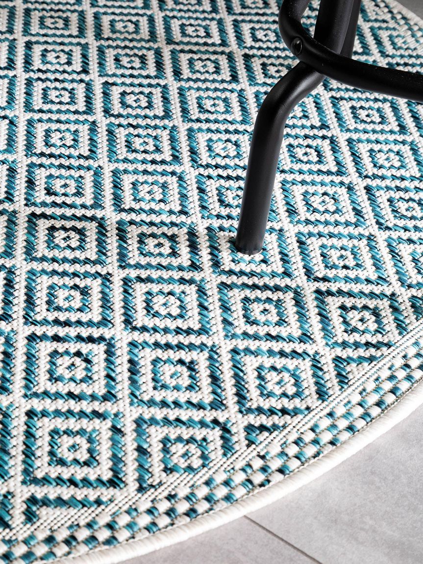 In- & Outdoor rund Teppich Cleo Blau