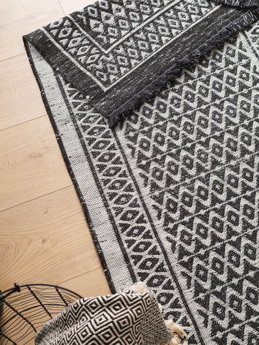 Teppich Läufer aus recyceltem Material Vigo 80x240 cm Beige / Schwarz