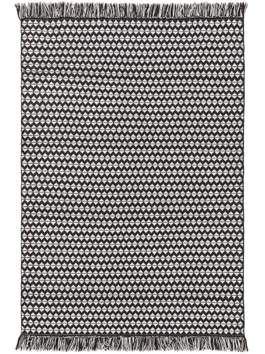 Teppich aus recyceltem Material Morty Schwarz / Weiß