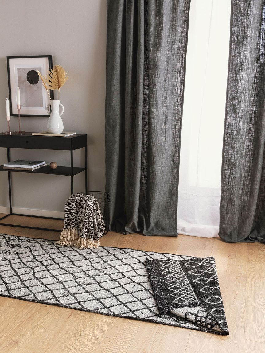 Teppich Läufer aus recyceltem Material Vigo 80x240 cm Beige / Schwarz