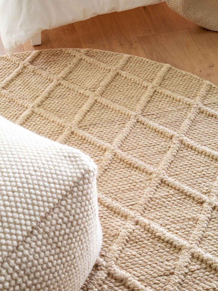 Wollteppich rund Jake Ø 160 cm rund Beige