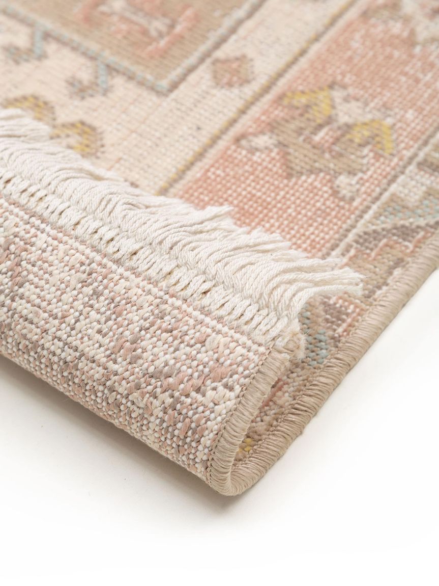 Läufer Folk 80x250 cm Beige / Rosa