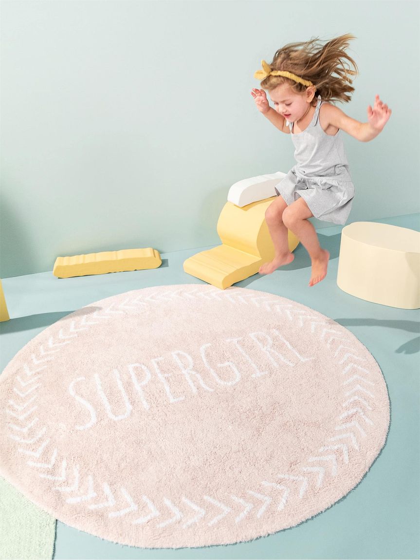 Waschbarer Kinderteppich Inka 150x150 cm Rosa