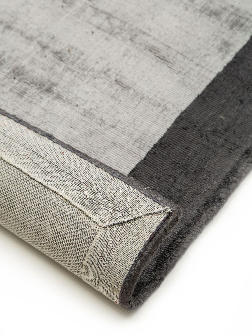 Viskoseteppich Läufer Nova Border 80x250 cm Grau