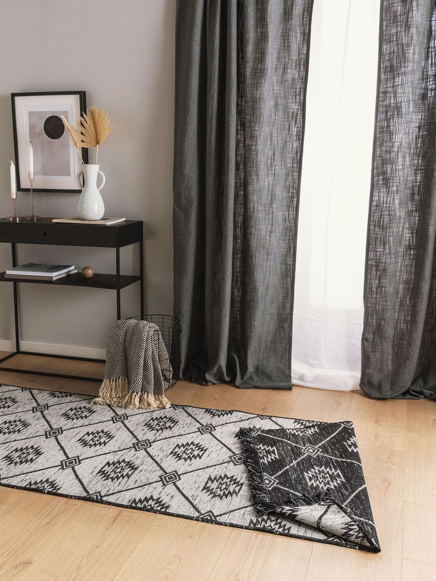 Teppich Läufer aus recyceltem Material Vigo 80x240 cm Beige / Schwarz