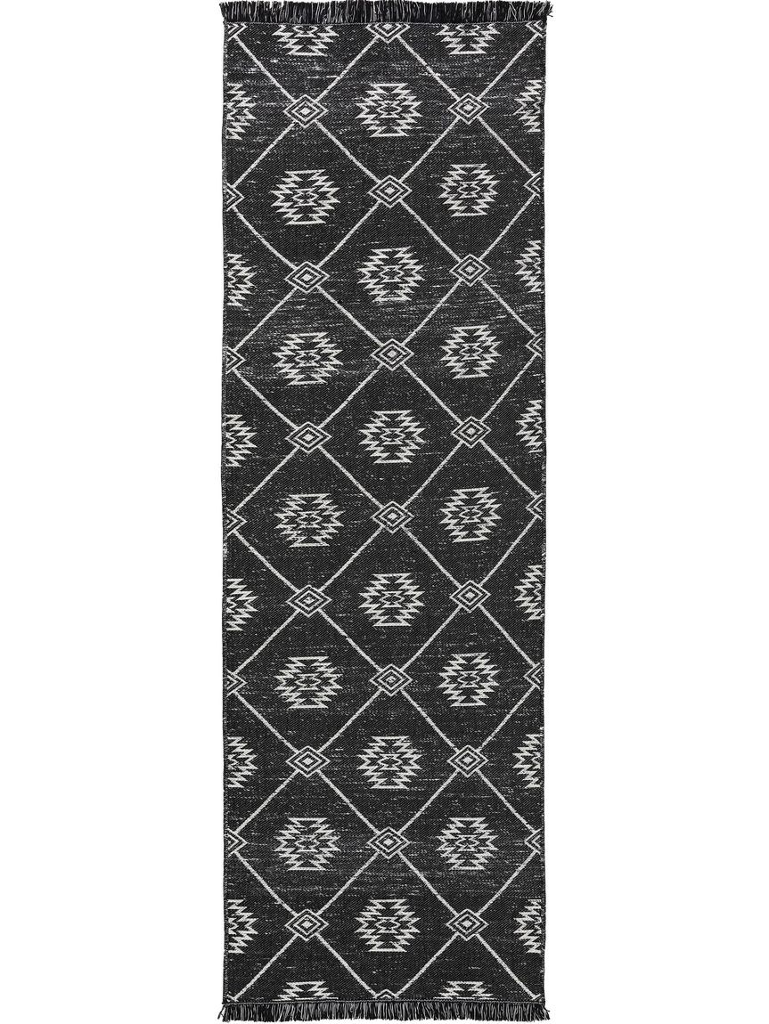 Teppich Läufer aus recyceltem Material Vigo 80x240 cm Beige / Schwarz