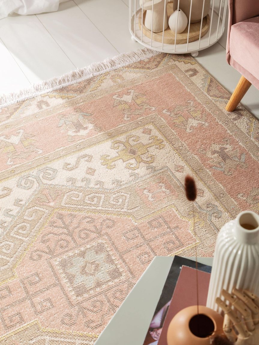 Teppich Folk Beige / Rosa