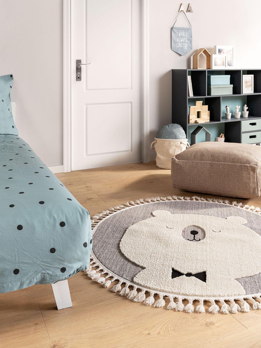 Kinderteppich Momo Ø 120 cm rund Grau