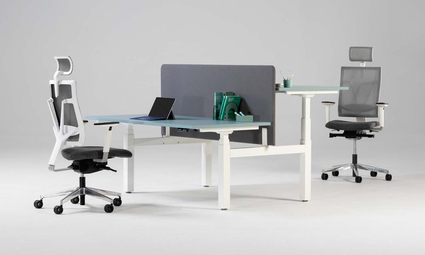 eUp 3 Workbench Doppelarbeitsplatz, elektrisch höhenverstellbar Fjordgrün