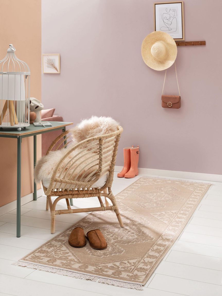 Läufer Folk 80x250 cm Creame / Taupe