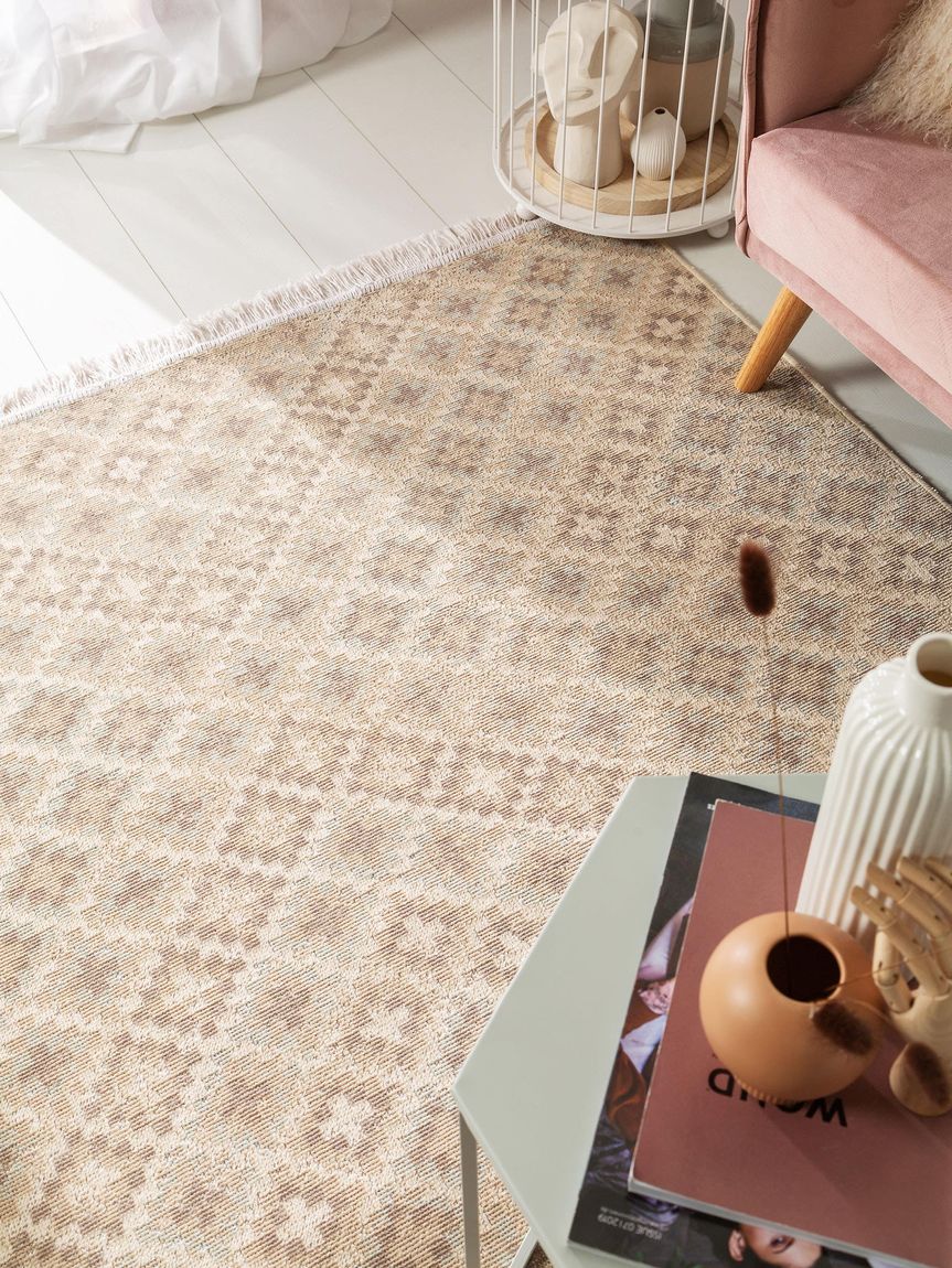 Teppich Folk Beige / Blau