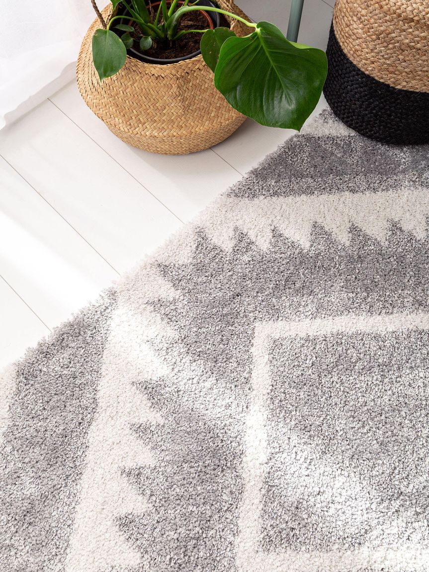 Hochflorteppich Gobi Creame / Grau