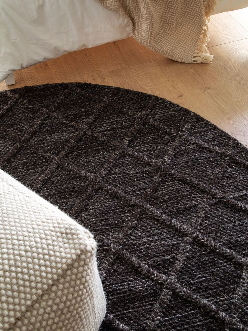 Wollteppich rund Jake Ø 160 cm rund Anthrazit