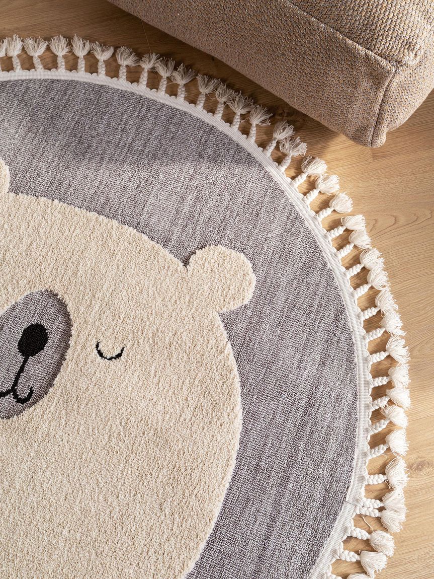 Kinderteppich Momo Ø 120 cm rund Grau