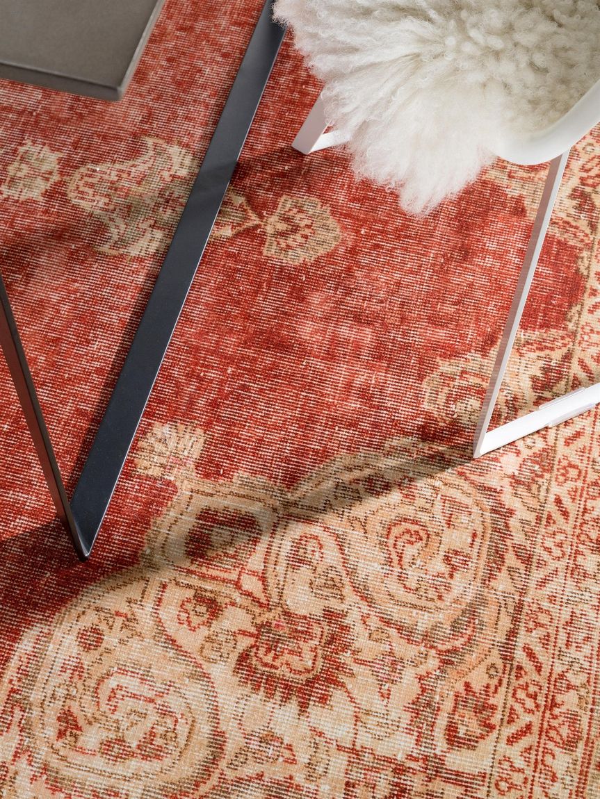 Teppich mit Print Siljan Beige / Rot