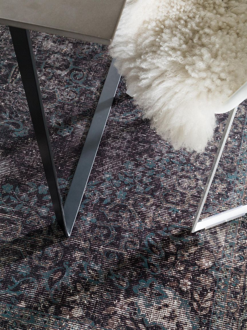 Teppich mit Print Siljan Grau / Türkis