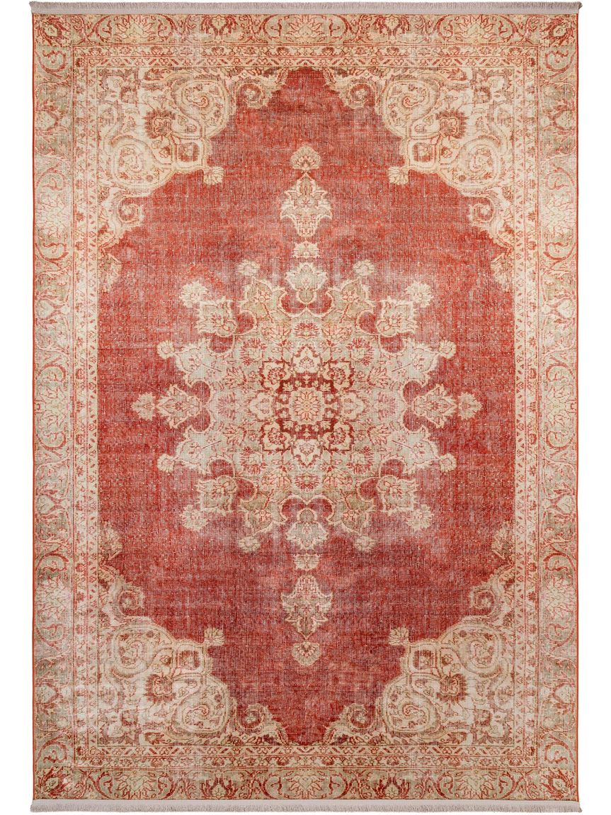 Teppich mit Print Siljan Beige / Rot