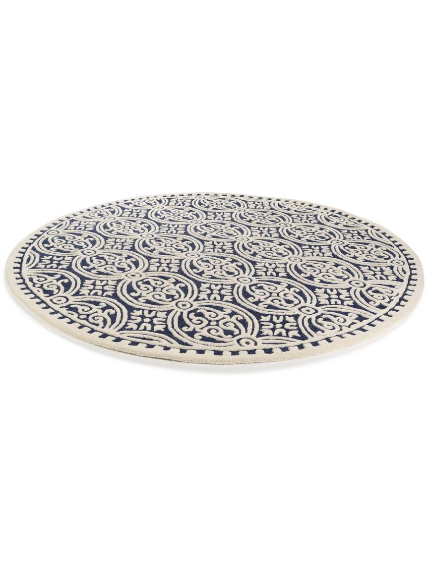 Wollteppich rund Windsor Dunkelblau