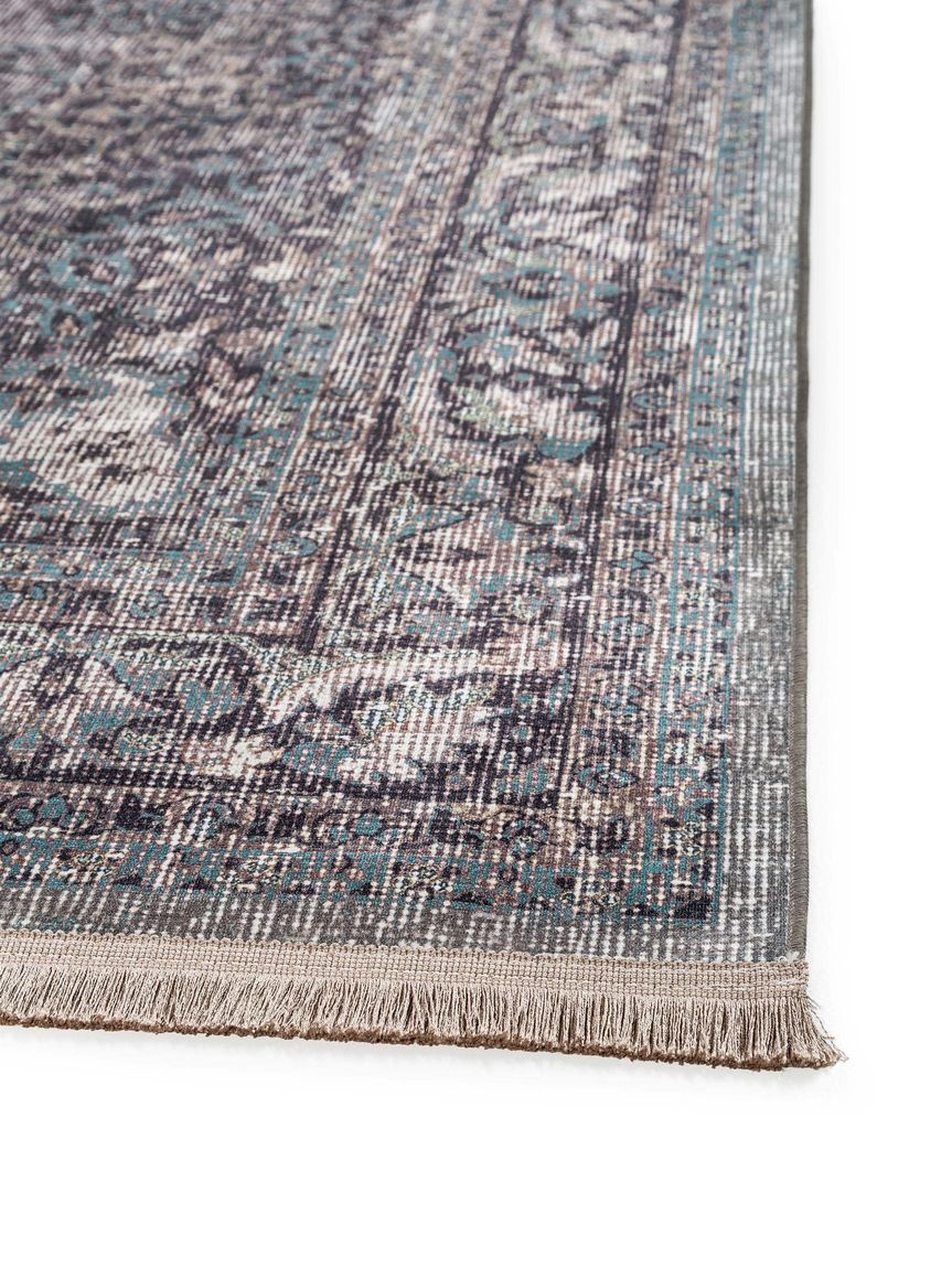 Teppich mit Print Siljan Grau / Türkis