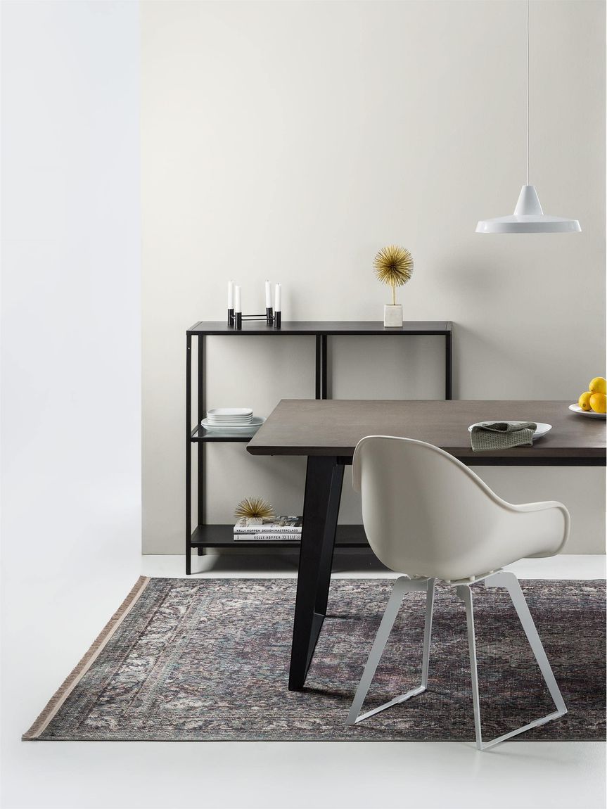 Teppich mit Print Siljan Grau / Türkis
