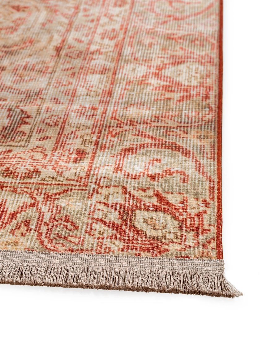 Teppich mit Print Siljan Beige / Rot