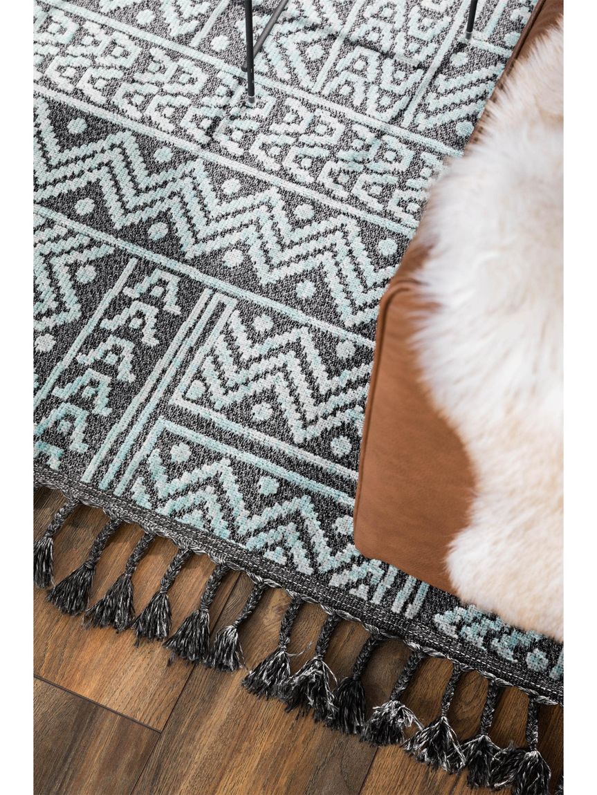 Teppich Laila Blau / Schwarz