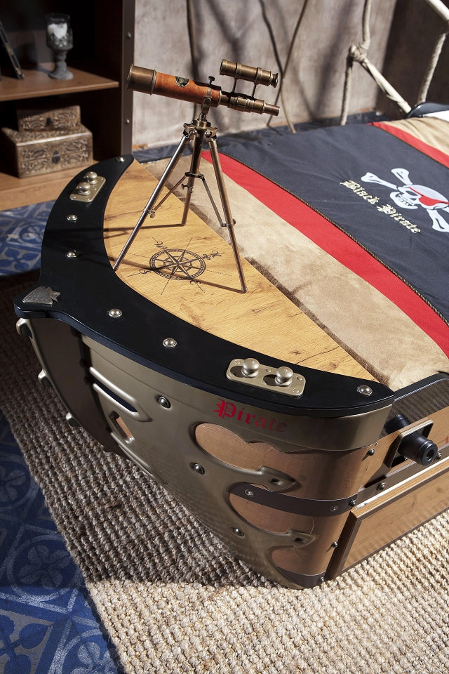 Cilek PIRATE S Bett Kinderbett Piratenbett Schiff Braun 90x190 cm