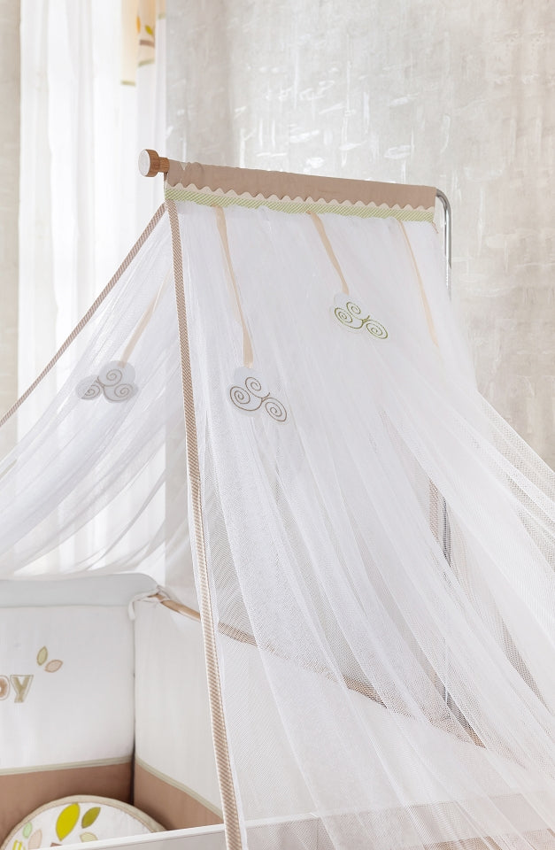 Cilek NATURA BABY Babybett L mitwachsend mit Zubehör Kinderbett Weiß / Natur