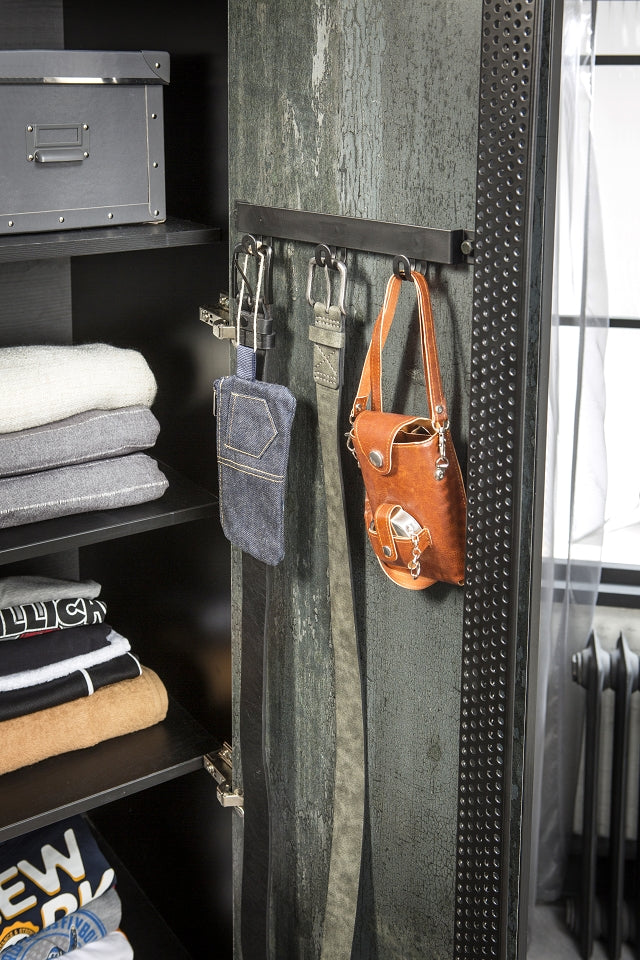Cilek DARK METAL Kleiderschrank Kinderkleiderschrank Schrank Grau / Schwarz