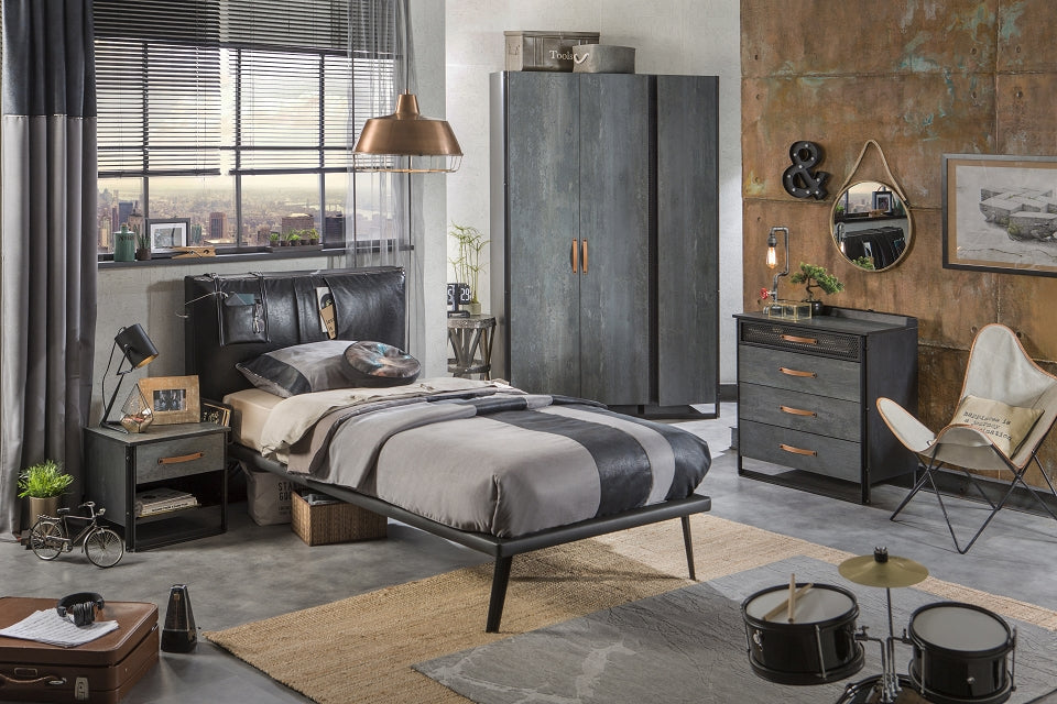 Cilek DARK METAL Kinderbett Bett 100x200 cm Jugendbett Schwarz