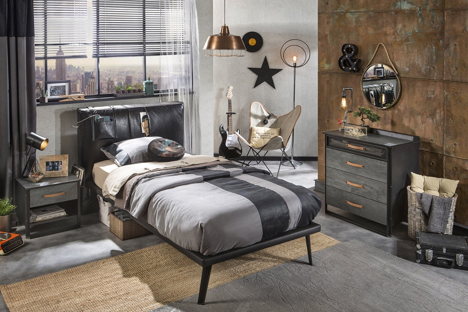 Cilek DARK METAL Kommode Sideboard Anrichte Kinderkommode Grau / Schwarz