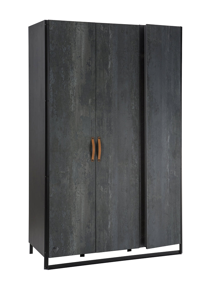 Cilek DARK METAL Kleiderschrank Kinderkleiderschrank Schrank Grau / Schwarz