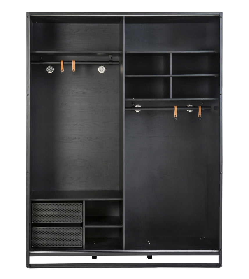 Cilek DARK METAL Kleiderschrank Kinderschrank Schiebetürenschrank Grau / Schwarz