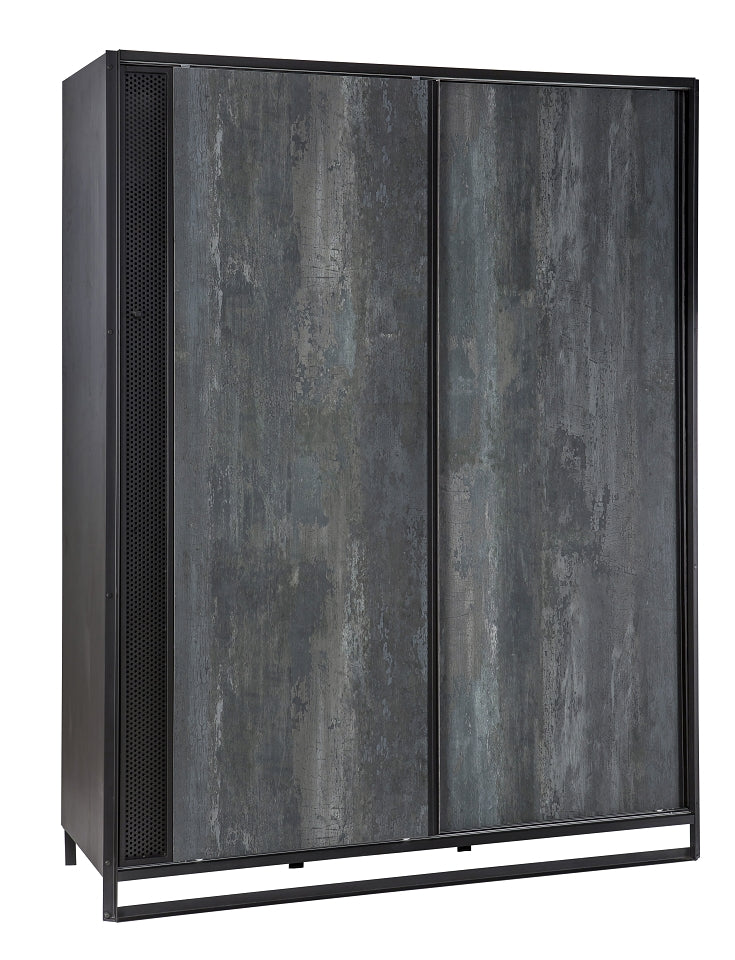 Cilek DARK METAL Kleiderschrank Kinderschrank Schiebetürenschrank Grau / Schwarz
