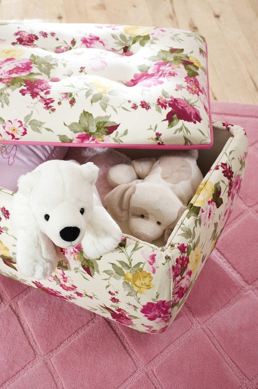 Cilek FLORA Truhe Hocker Sitzhocker Kinderzimmer Weiß/Rosa