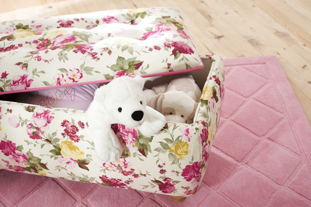 Cilek FLORA Truhe Hocker Sitzhocker Kinderzimmer Weiß/Rosa