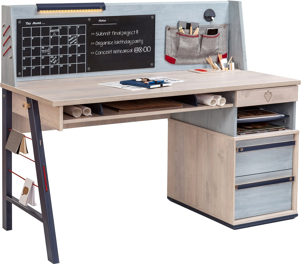 Cilek TRIO Schreibtisch Kinderschreibtisch Tisch Kindertisch Blau / White-Wash