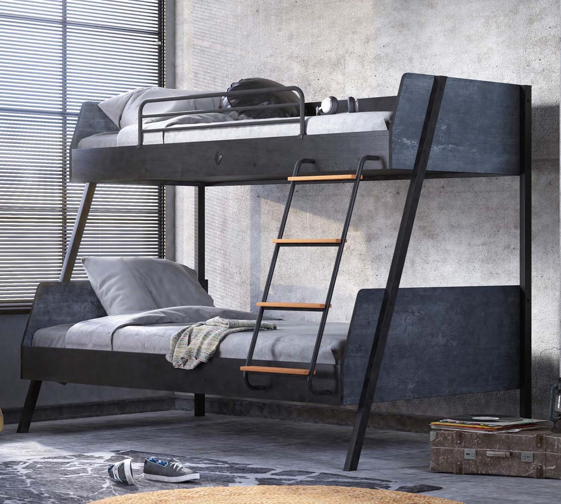 Cilek DARK METAL Etagenbett 90x200cm / 120x200cm Schwarz